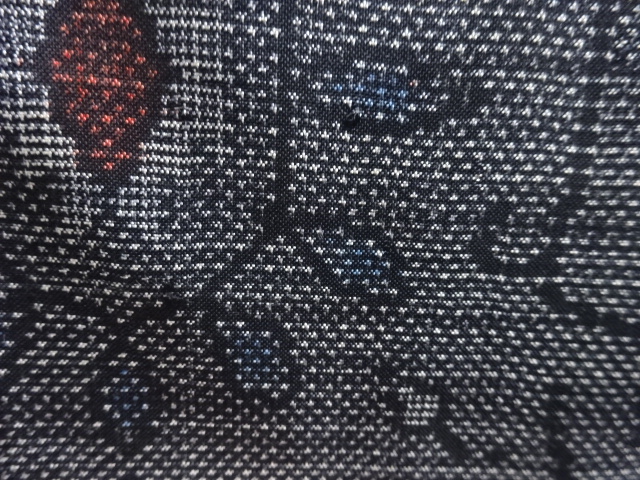 JAPANESE KIMONO / ANTIQUE KIMONO / SILK / DORO OSHIMA TSUMUGI (5 maruki) / WOVEN ABSTRACT